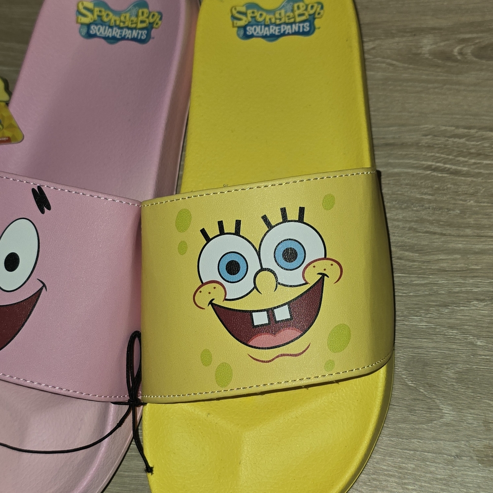 SpongeBob SquarePants Kids' Pink & Yellow Slide Sandals - Picture 3 of 8